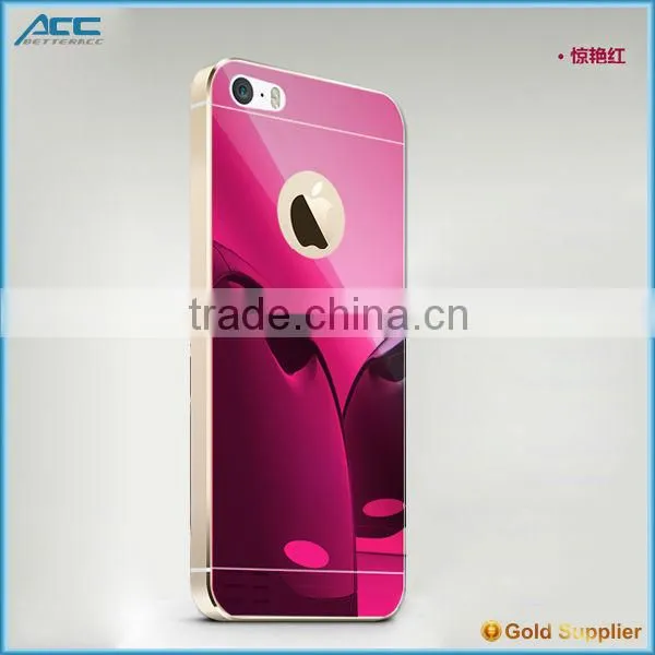 2015 Hot Selling High Quality Front+Back Metallic Plating Color Tempered Glass Screen Protector for IPhone 5 5s