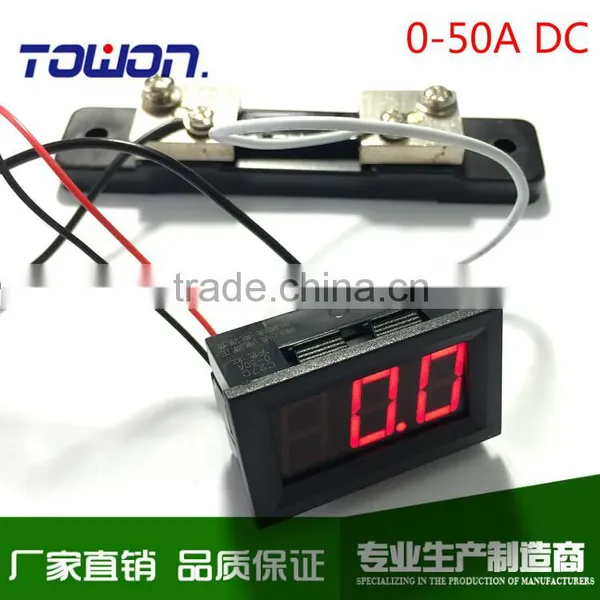 0-50A DC Ammeter With Shunt Resistor Mini Panel Amp Meters Red/Blue/Green LED photo-2