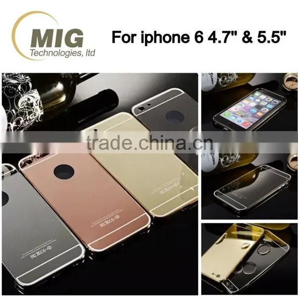 Electroplating Mirror Back Mobile Phone Case Aluminum Metal Bumper With PC Back Cover for Iphone 6/6s Plus photo-2