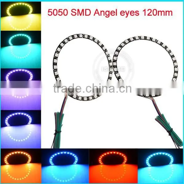 20 Colors Changing 120mm Epistar Chips DC12V 5050 Smd Black PCB Full Circle Angel Eyes Auto Parts for Toyota Corolla photo-2