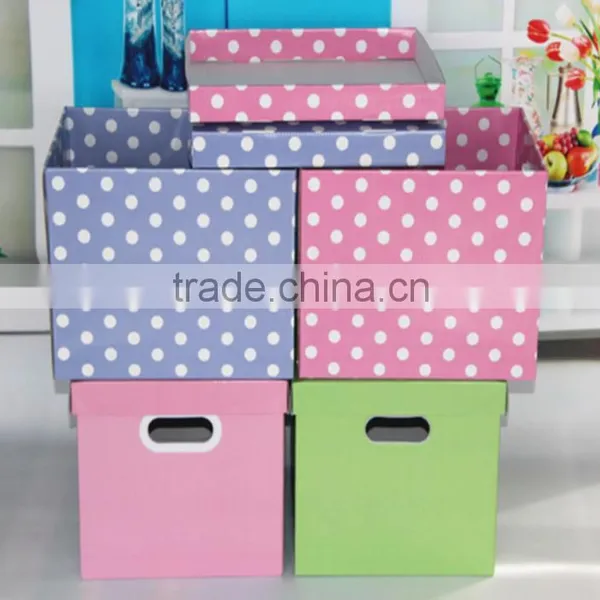 Blue Paper With White Polka Dots/Floral Storage Paper Packaging Box
