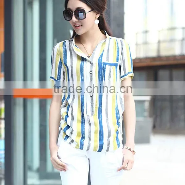 2016 Express Short Sleeve Top Satin Silk Blouses for Women photo-3