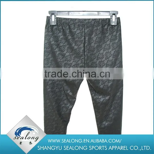 Designer Promotional Slim Black Lace Leggings Printing PU Legging Pants photo-4