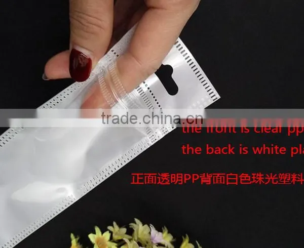 White Plastic Bag Nylon Cotton Zipper Pouch photo-4