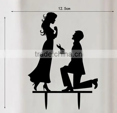 Personalized Mr And Mrs Groom & Bride Silhouette Rustic Wedding Cake Topper Gift photo-3