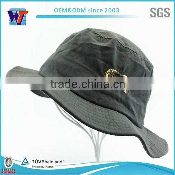 Grey Custom Logo Fahsion Wide Brim Bucket Hat photo-3