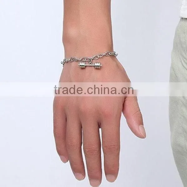 Fashion Dumbbell Pendant Stainless Steel Bracelet photo-4