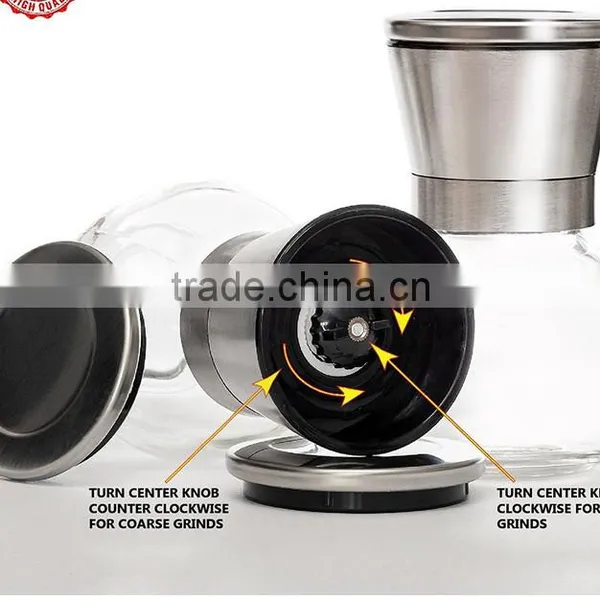 Manual Glass Spice Bottle Grinder/pepper and Salt Mill 6 Oz Glass Body and 5 Grade Adjustable Ceramic Rotor photo-3