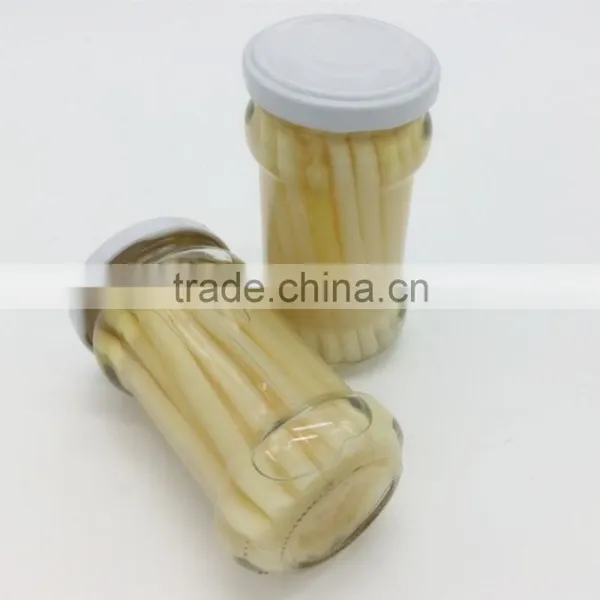 Fresh organic canned white asparagus in brine