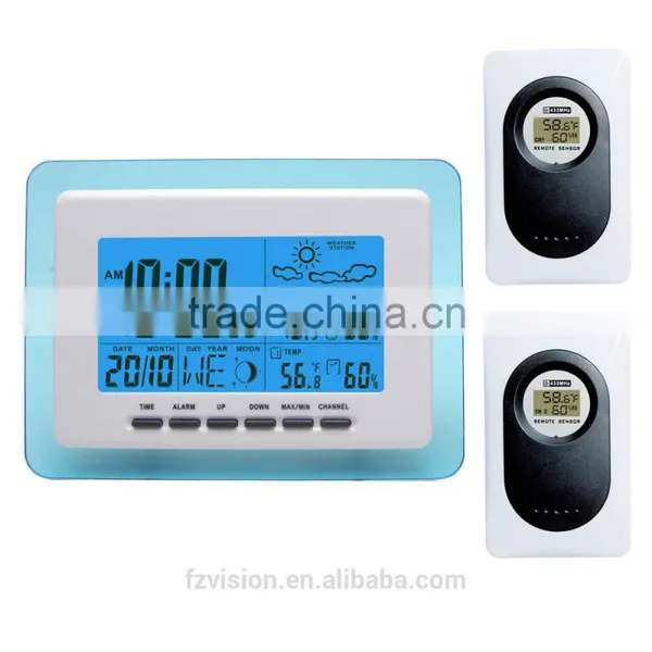 Digital LCD Display Thermo-hygrometer Wifi Weather Station Clock Wireless Weather Station With 2 Sensors
