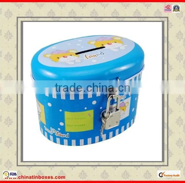 High Quality With Lock Round Saving Tin Box photo-6