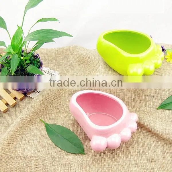 Home Ornaments Colorful Small Foot Shape Ceramic Flower Pot photo-2