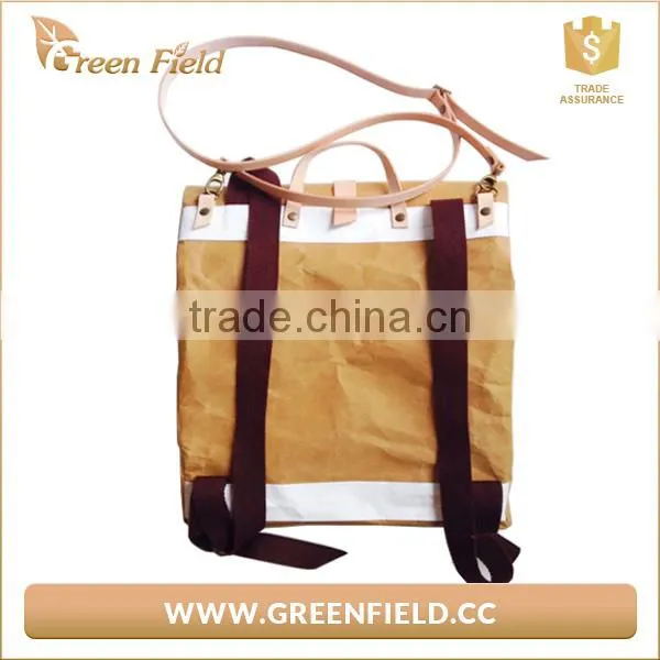 Washable Kraft Paper Backpack Brown And White Paper Laptop Backpack photo-4