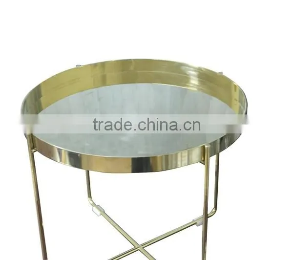 Golden Stainless Steel Round Coffee Table photo-6