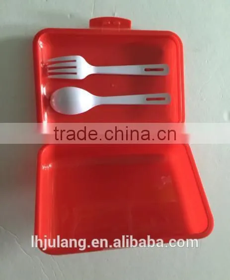 Useful Plastic Lunch Box With Spoon and Fork Set / Plastic Lunch Box Set photo-2