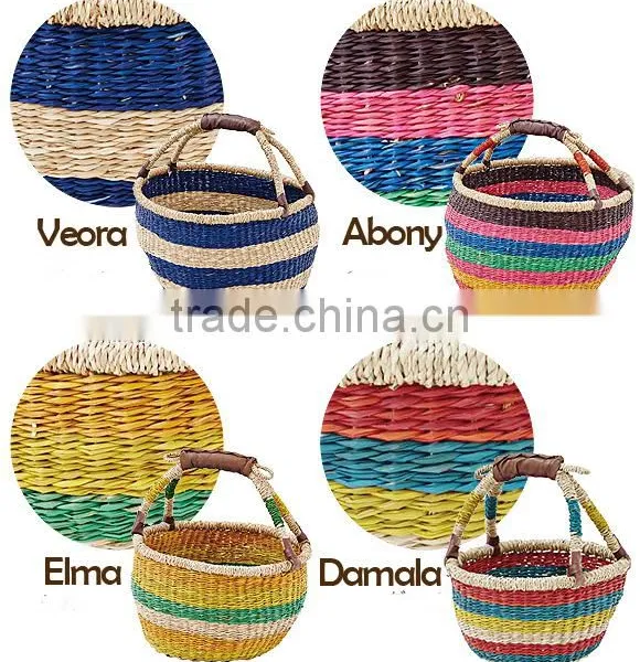 Colorful Seagrass Bolga Basket photo-4