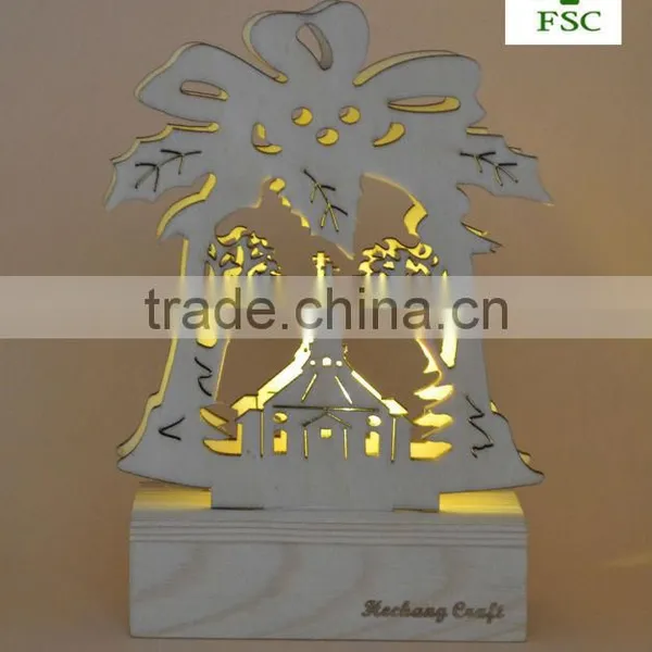 Christmas Bell Gifts Wooden Decorations Laser Cutting With Light photo-2