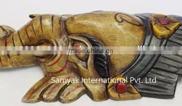 Hand Crafted Wooden Mask of Hindu Lord Ganesh Wall Hanging Made In Nepal photo-3