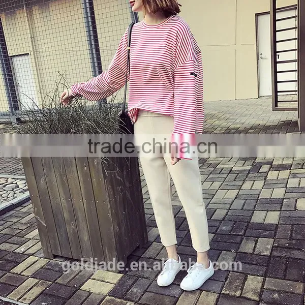Fashion Custom Stripe Long Sleeve Women Bulk Wholesale t Shirts photo-4