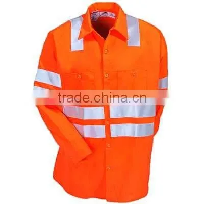 Fluorescent Reflective Hi-Visibility Safety Work Uniform Shirt