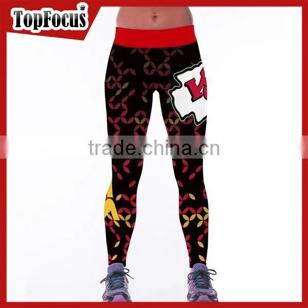 Fashionable Sublimated Custom Logo Gym Leggings With Pockets photo-4