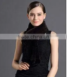 New Design Lady Knit Rabbit Fur Scarf Wholesale photo-4