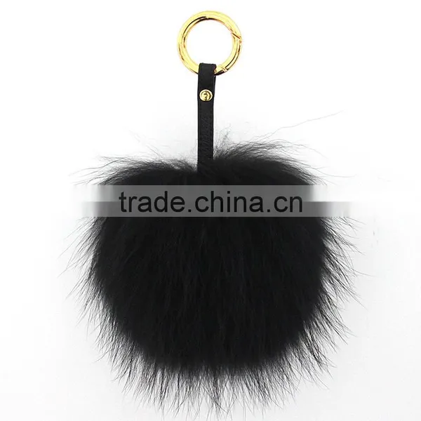 Myfur Hot Sell Raccoon Fur Pompom Keyring Fur Pom Pom Keychain photo-5
