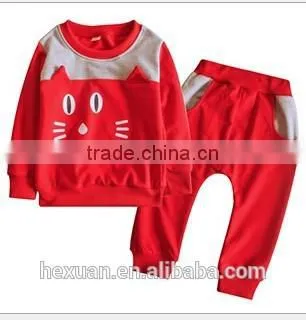 In Stock 2014 Autumn New Long Sleeve Baby Boys Clothes Fashion Velvet Children Clothing Girl 2 Pcs Sets photo-3