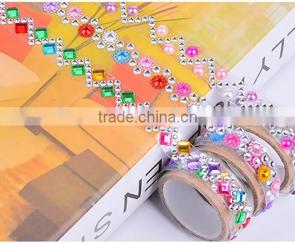 1.6cm*1m Acrylic Rhinestone Decorative Washi Adhesive Tape photo-3