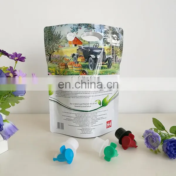 Environmental Protection Stand up Wine Bag With Spout Tap/reusable Spout Pouch With Handle photo-4