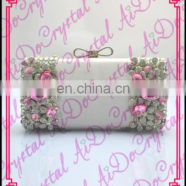 Aidocrystal Fashion Handmade White Bejewelled Big Crystals Clutch Handbag and Shoes Set for Wedding Party