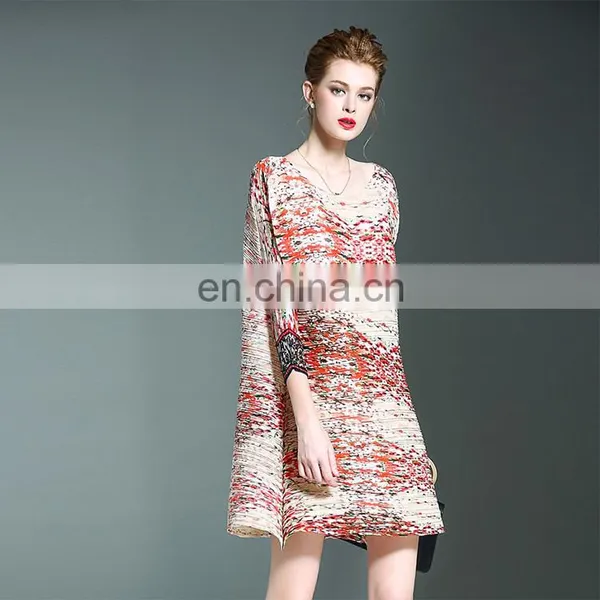 Prints Floral Fashion China Dress for Women Summer Pleats Issey Design photo-3