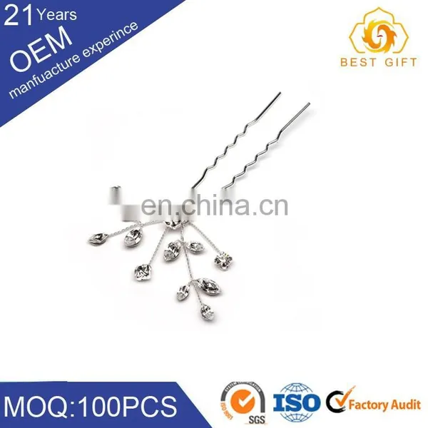 Popular Customizable Fashion Rhinestones Metal Hair Pin for Women photo-4