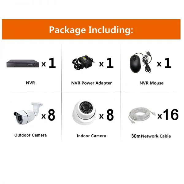 Wdm 16chs CCTV 1.0MP/2.0MP Security Surveillance Camera Poe Aalram NVR Kits photo-4