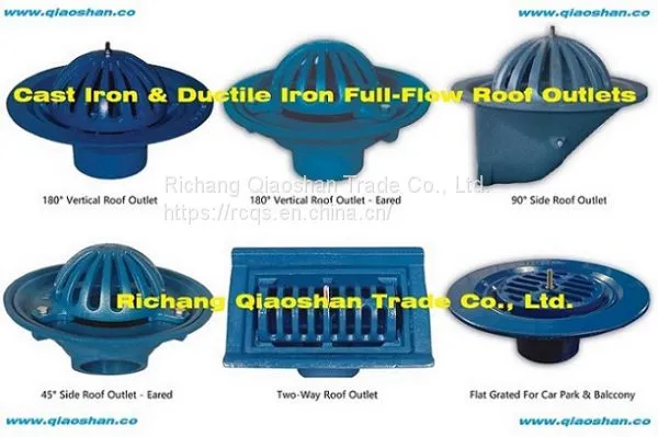 Ductile Iron Full-flow 180 Degrees Vertical Roof Outlet – Center Bolt With the Dome or Flat Grate photo-5