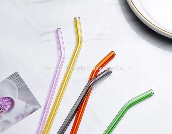 Recyclable Clear & Colored Customization 8mmx200mm Custom Logo Glass Drinking Straw Custom Glass Straw