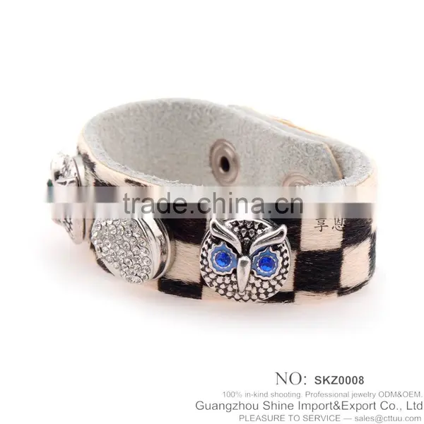 Hot Sale Real Genuine Leather Bracelet With Snap Button Bracelet photo-2