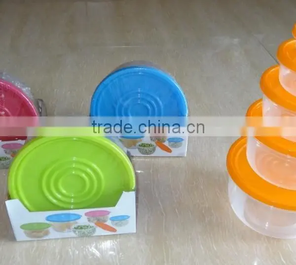 Popular 5 Pcs Set Round Plastic Food Storage Container With Color Box photo-4