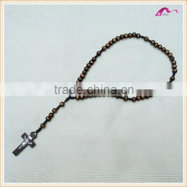 Lasted Imitation Long Wood Jesus Beaded Necklace Jewelry photo-2