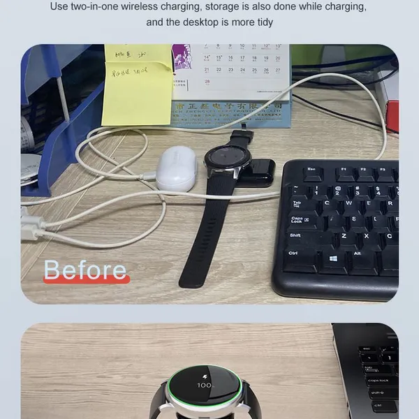 2 in 1 Wireless Charger for Samsung Watch3 Active2 LET Blluetooth Galaxy Buds Fast Charger Stand photo-4