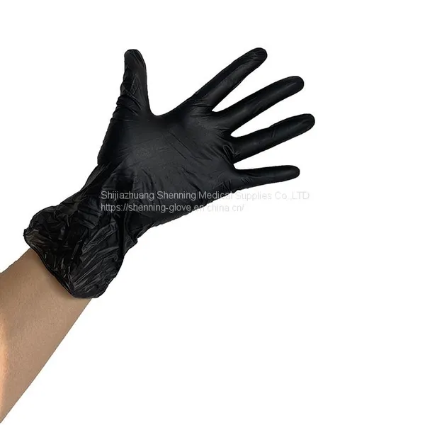 Black Vinyl/nitrile Blend Gloves/textured Nitrile Glove Black