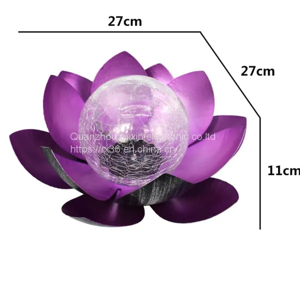 LED Metal Flower Lights for Patio Lawn Walkway Tabletop Ground Garden Crackle Globe Glass Lotus Decoration Waterproof photo-2