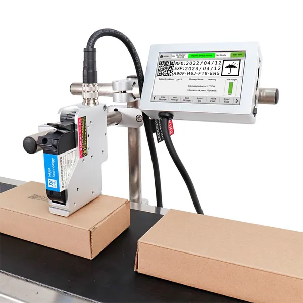 Docod T180E Industrial TIJ Barcode Batch Coding Machine 12.7mm Qr Expiry Date Thermal Inkjet Printer with Conveyor