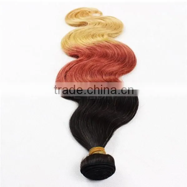 Colored Three Tone Ombre Brazilian Hair Weave Wet and Wavy Virgin Brazilian Hair Weave Prices photo-5