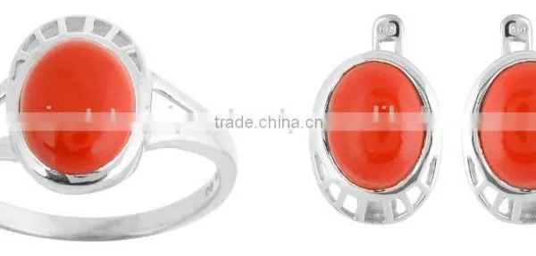 Semi Precious Stone Ring Earring Set