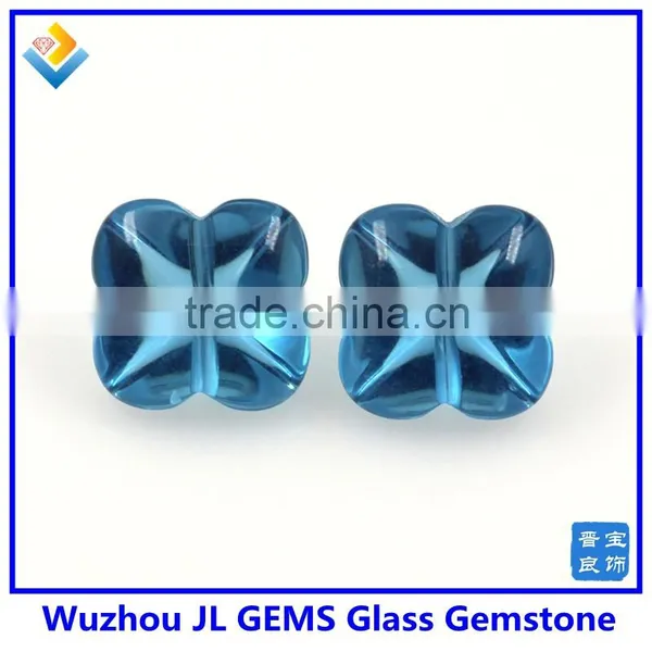 Synthetic Glass Gem Stone With Four Leaf Clover Stone photo-3