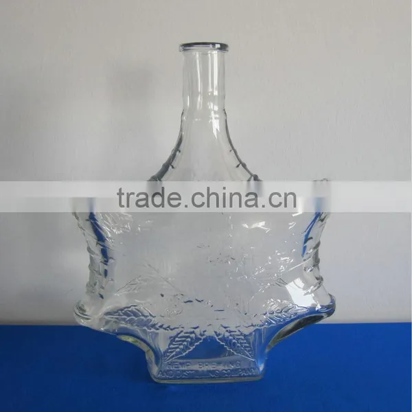 DECORATED SHAPED GLASS WINE BOTTLES