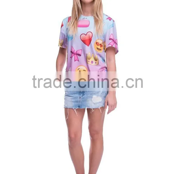 Hot Sale Digital Printing Emoji Custom Gym Lady T Shirt Wholesale photo-5