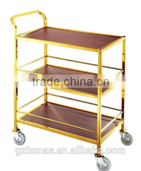 Three Layers Wood Tea Trolley, Antique Wooden Serving Trolley photo-6