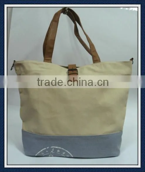 Canvas Tote Bag With Leather Handles